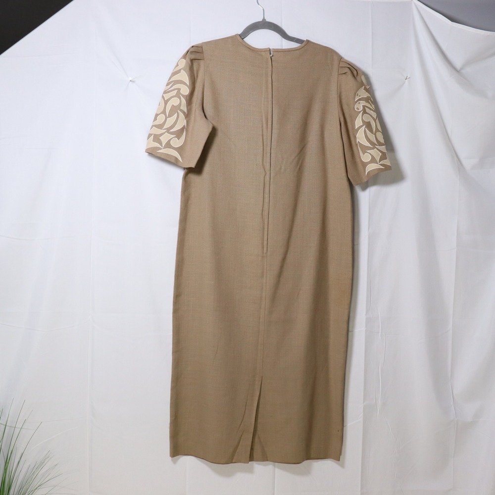 Umi Collections by Anne Crimmins Midi Dress 14 Brown Womens Linen Blend AS IS - Picture 2 of 7